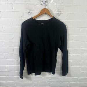 J. Jill Women's Crew Neck Compassion Tee Shirt Long Sleeve Black Size Medium
